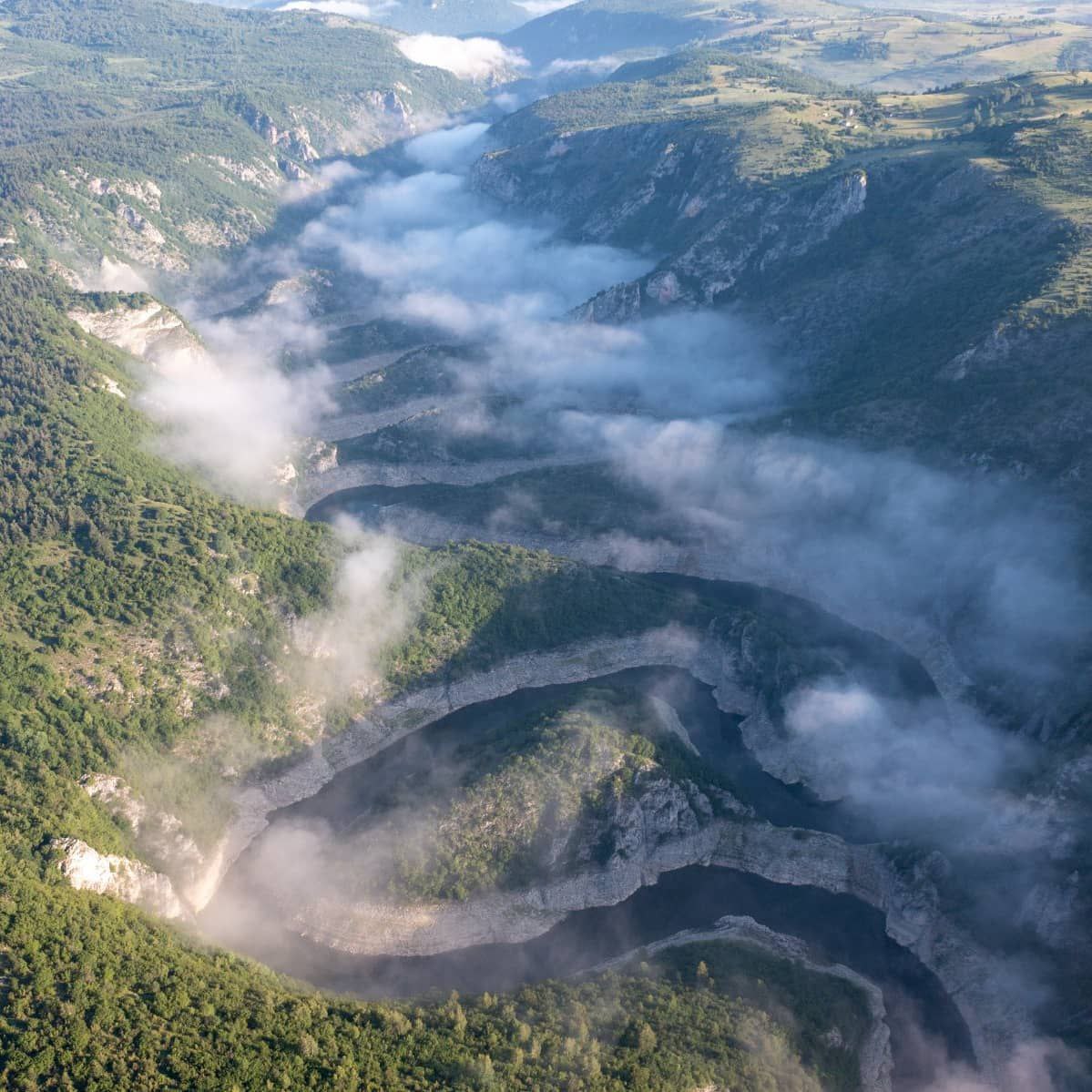 Kanjon Uvca u jutarnjoj magli – pogled iz perspektive beloglavog supa